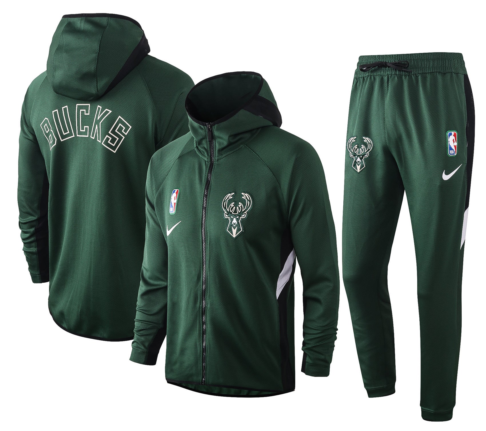 MILWAUKEE BUCKS HUNTERS GREEN AUTHENTIC SHOWTIME THERMA FLEX PERFORMANCE
